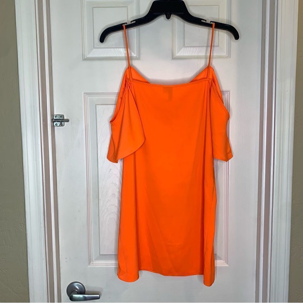 ASOS Cold Shoulder Slip Dress Size 6 Orange - Picture 10 of 12